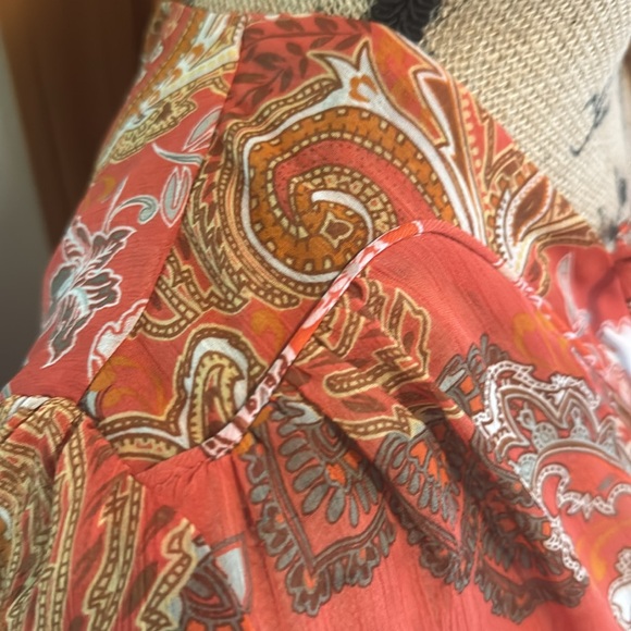 A.N.A. A New Approach Floral Paisley Lace-Up Blouse - Picture 3 of 10